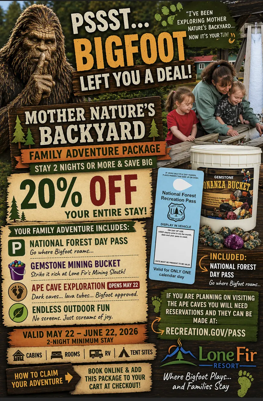 Bigfoot’s Backyard Adventure Package Details with Fun Photos